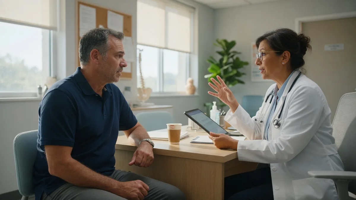 Physician consulting with a patient before treatment
